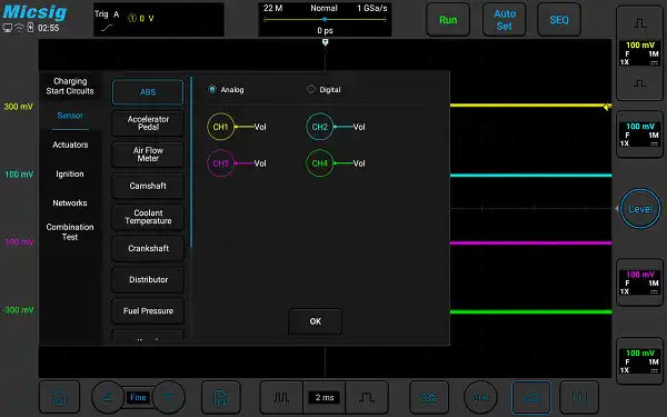 Micsig ATO Series Automotive Oscilloscope - 100MHz to 300MHz, 2/4 Channels