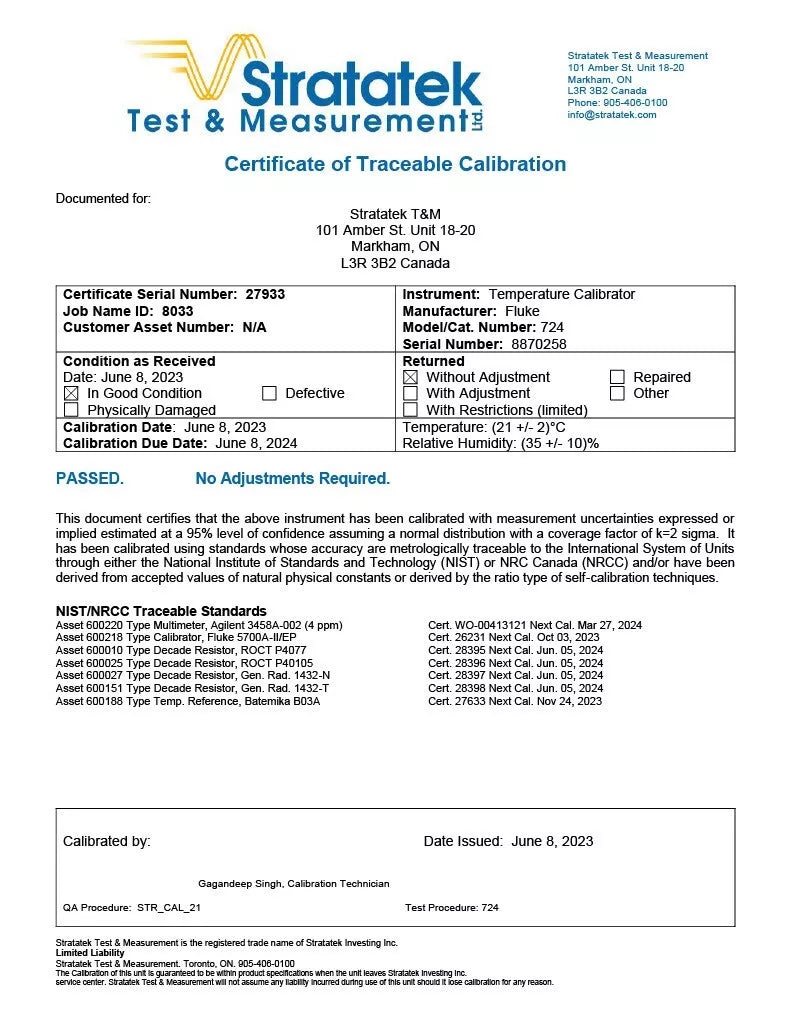 Fluke 724 Process and Temperature Calibrator - NIST Calibrated with Data