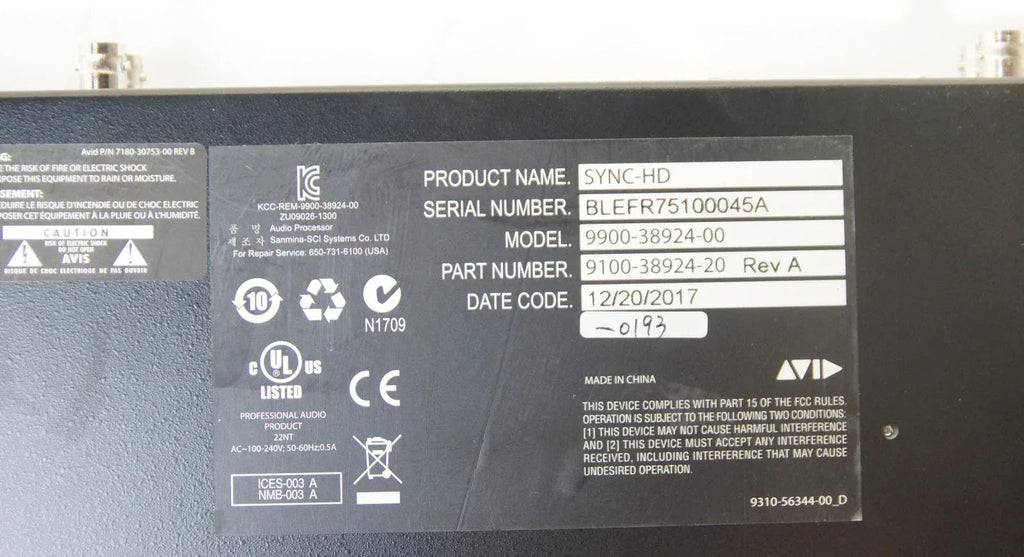 AVID Digidesign SYNC HD Master Clock 9900-38924-00 Professional Audio Synchronization Device - ZYYKZ Test Equipment