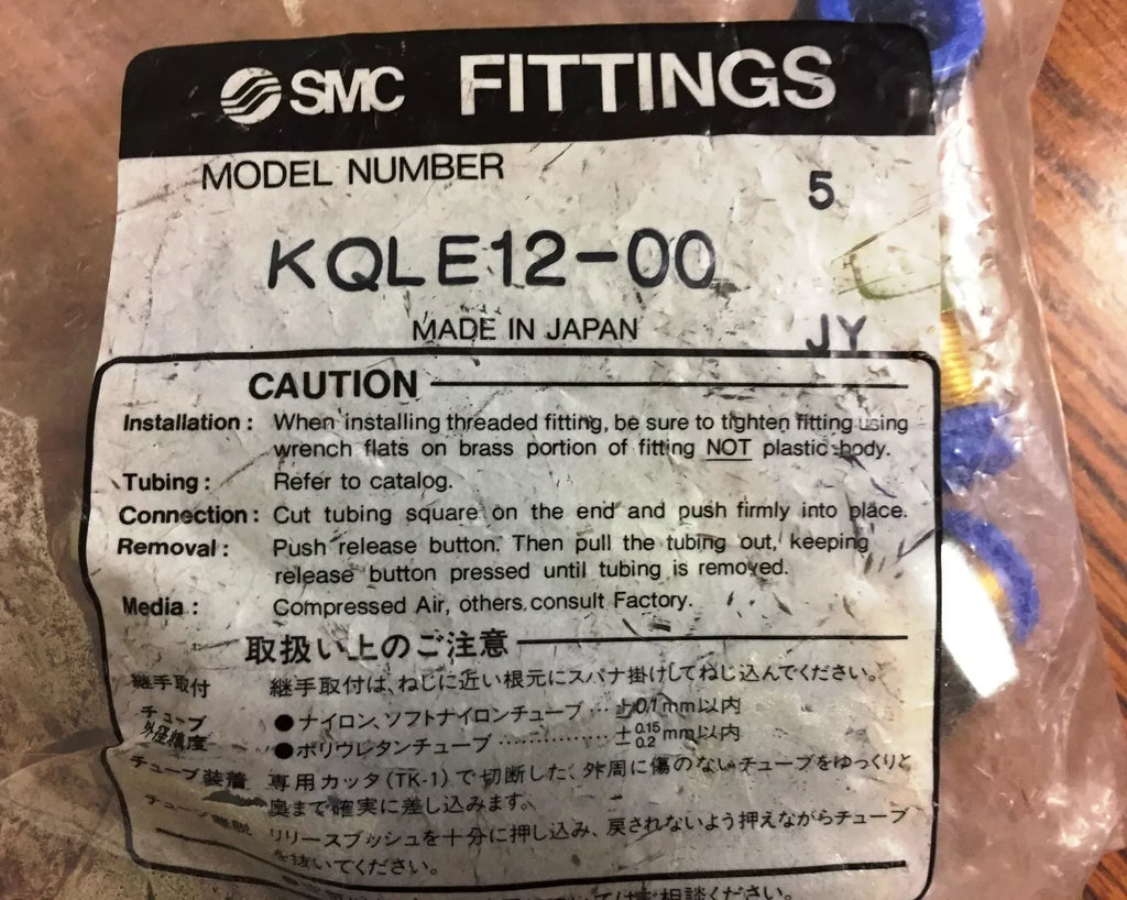 SMC KQLE12-00 KQ One Touch Pneumatic Tube Fitting - ZYYKZ Test Equipment
