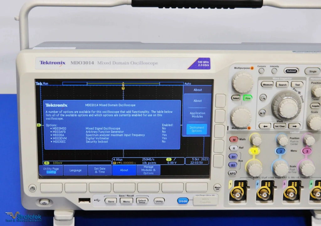 Tektronix MDO3014 100MHz Mixed Domain Oscilloscope - 4 Channel, Calibrated, 2.5GS/s