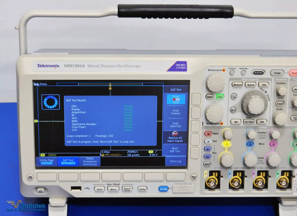 Tektronix MDO3014 100MHz 4-Channel Mixed Domain Oscilloscope - Calibrated 2.5GS/s