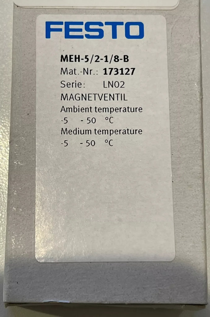 Festo MEH-5/2-1/8-B Solenoid Valve, 5/2 Way, 1/8" Port, Model 173127 - ZYYKZ Test Equipment