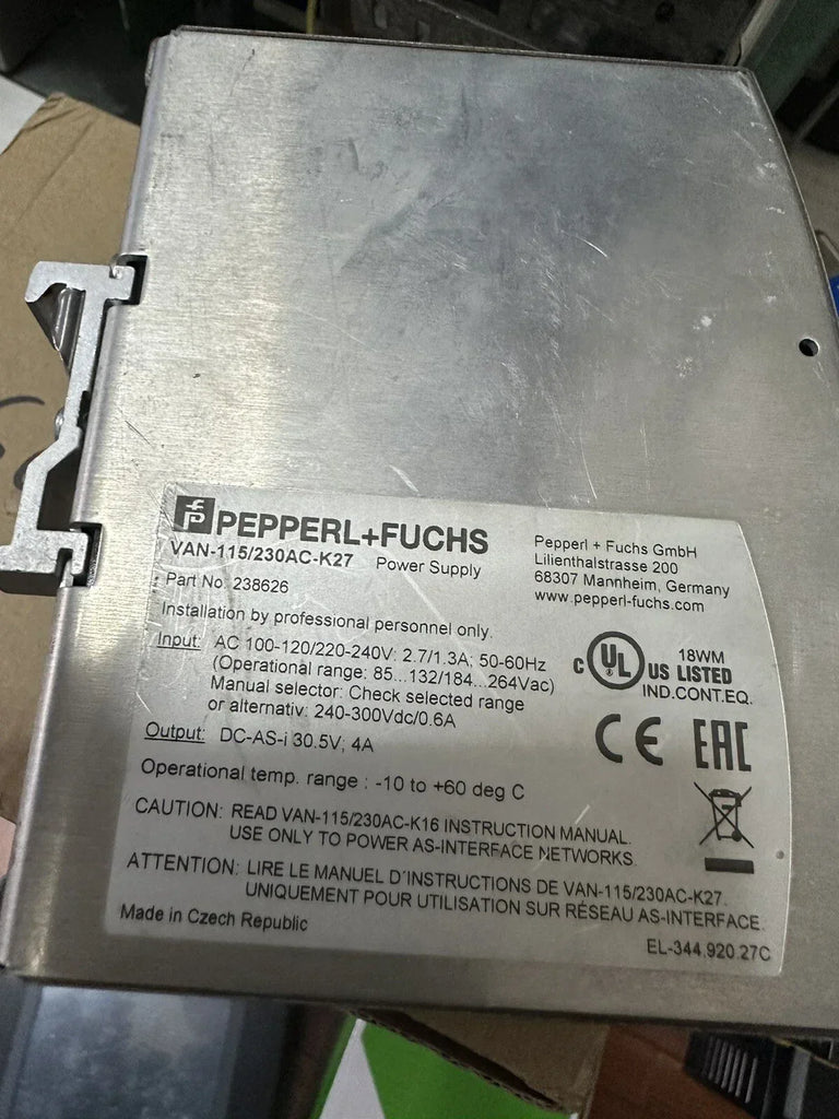 Pepperl+Fuchs VAN-115/230AC-K27 AS-i Power Supply Unit, Used - ZYYKZ Test Equipment