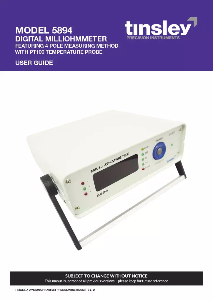Tinsley 5894 Wide Range Precision Ohmmeter - 1mOhm to 100kOhm, 10uA to 1A