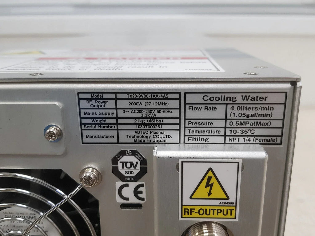 ADTEC TX20-9V00-1AA-4AS 2000W 27.12MHz RF Power Generator - ZYYKZ Test Equipment