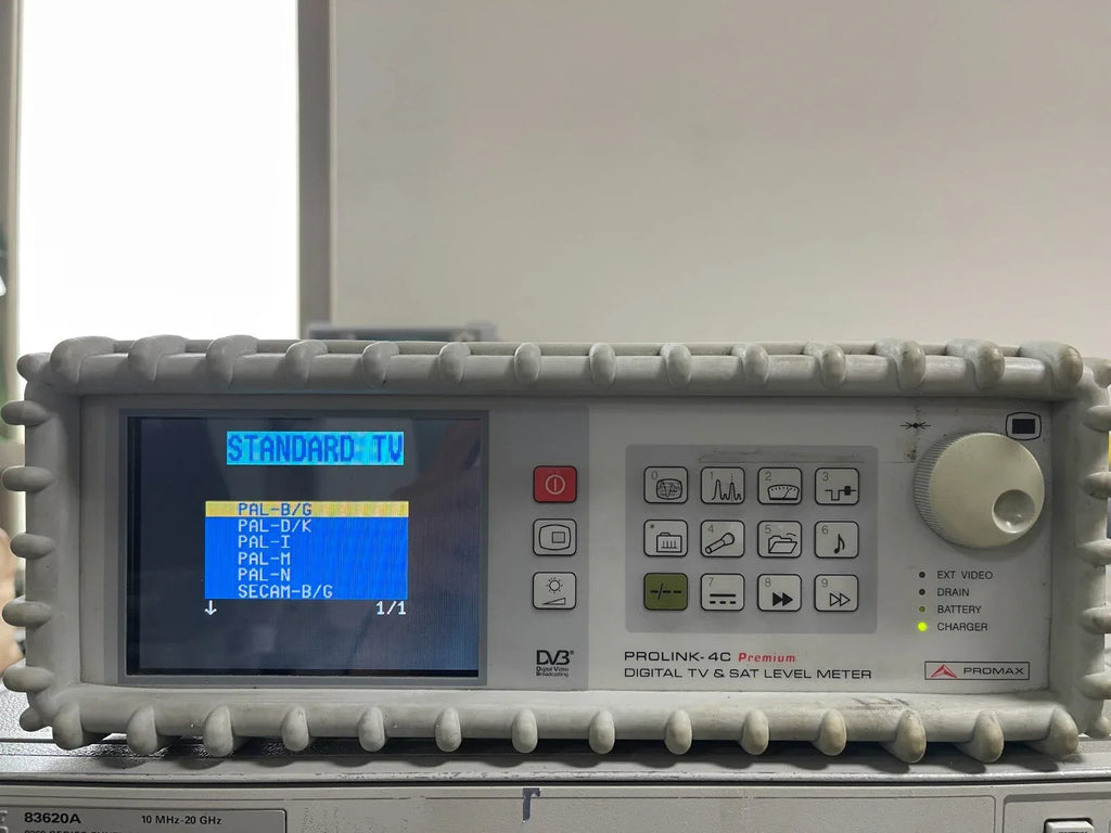 Promax Prolink-4C Digital TV & Satellite Level Meter with Power Supply Adapter and Carrying Bag - ZYYKZ Test Equipment