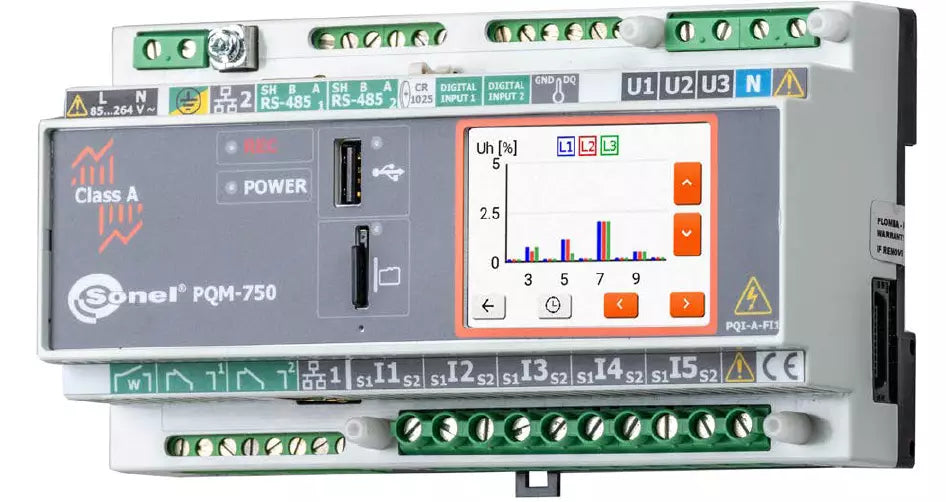 Sonel PQM-750 3 Phase Power Quality Analyzer - DIN Rail Mounted