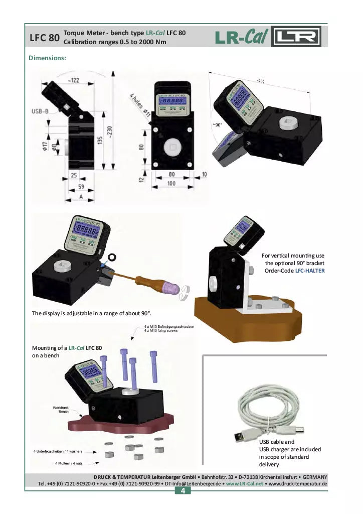 LR-Cal LFC 80 Digital Torque Calibrator Meter with Data Logging