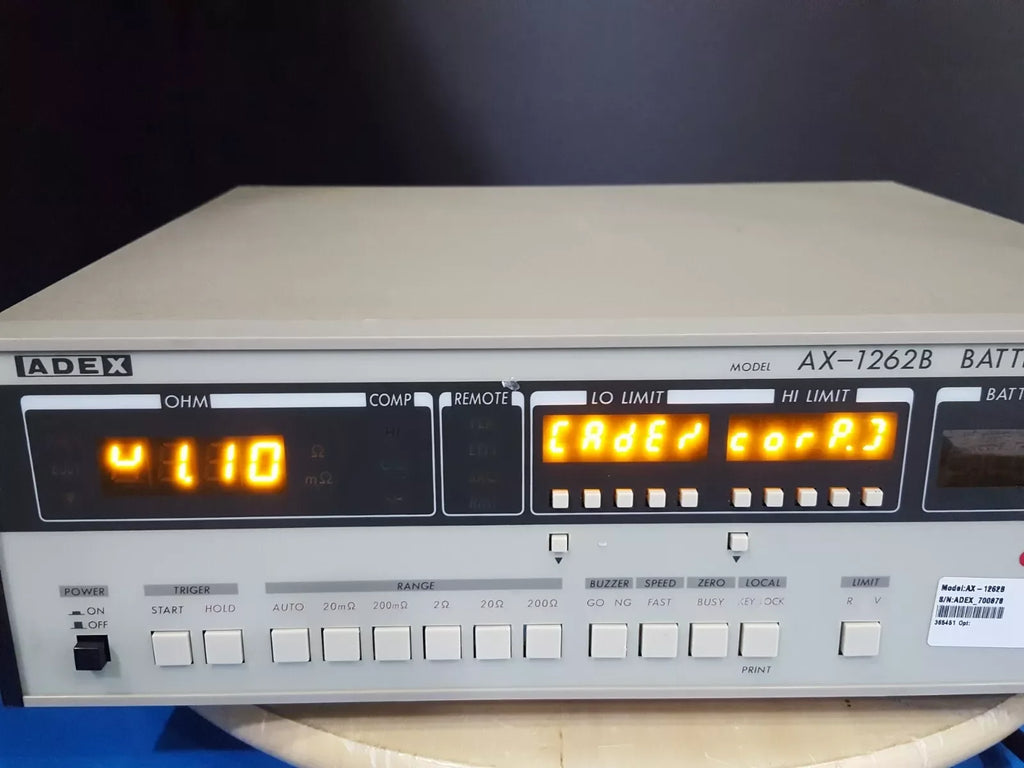 ADEX AX-1262B Battery Internal Resistance & Voltage Meter with Test Probe - ZYYKZ Test Equipment