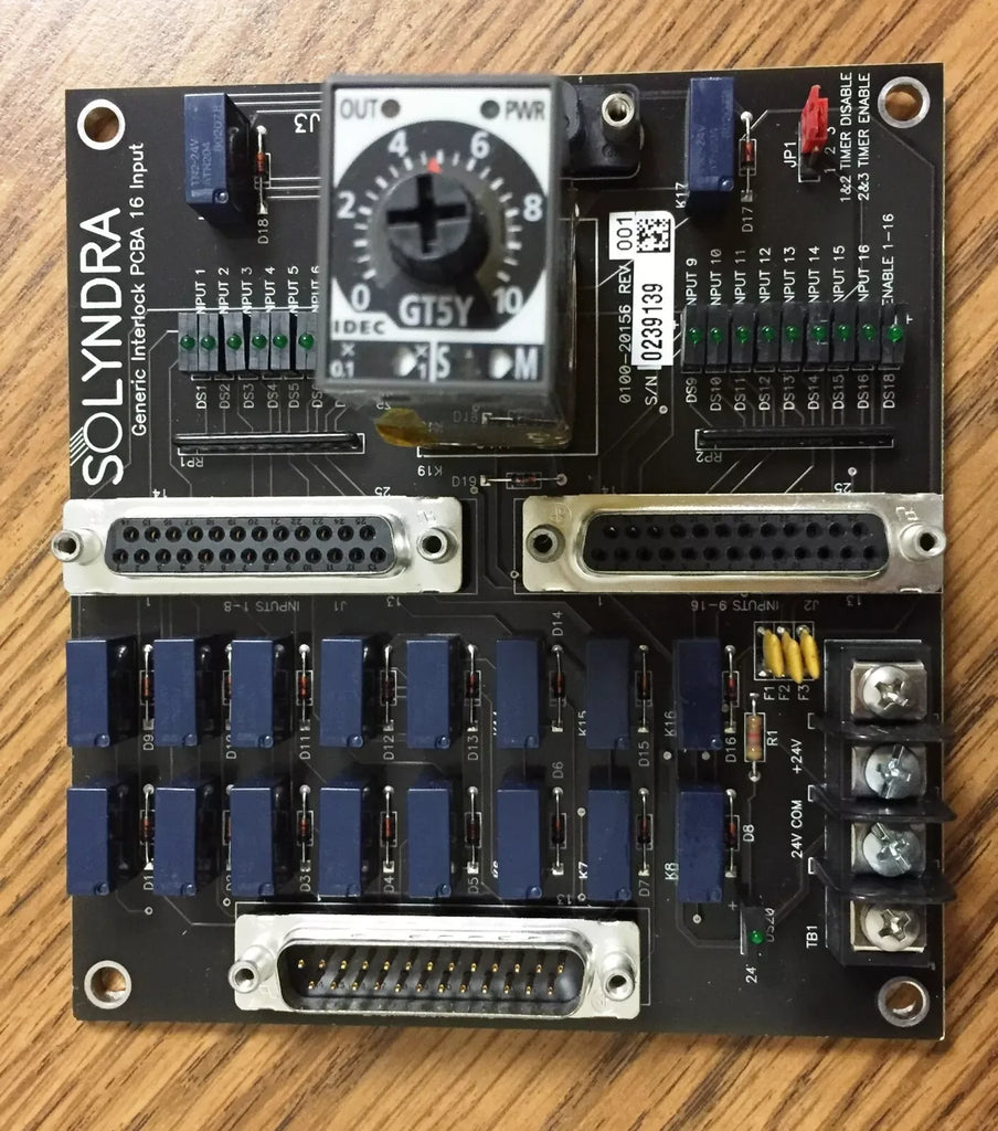 Solyndra 0100-20156 Rev 1 Generic Interlock PCBA with 16 Inputs - ZYYKZ Test Equipment