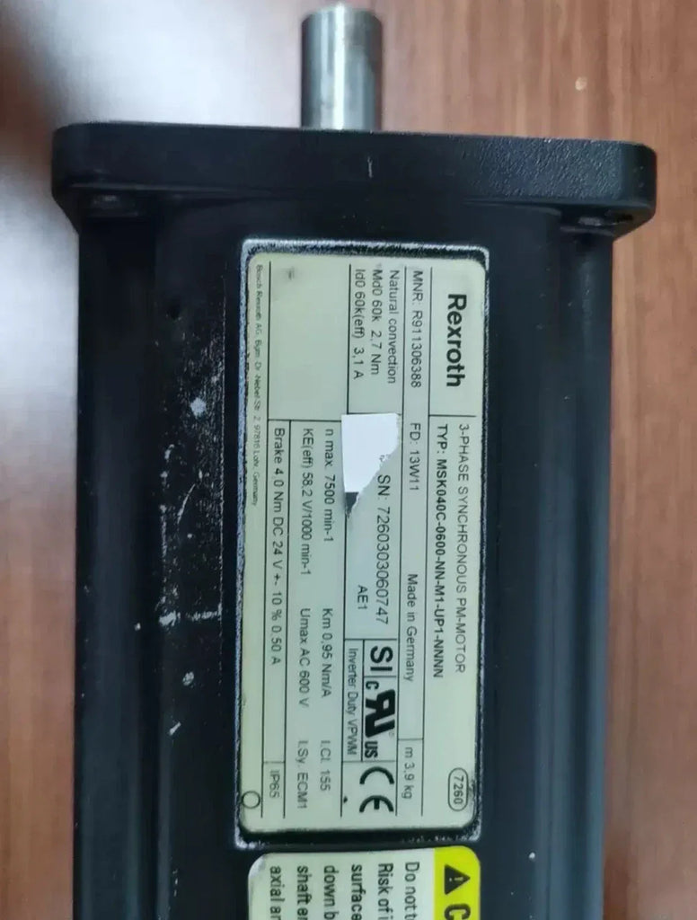 Rexroth MSK040C-0600-NN-M1-UP1 3-Phase Servo Motor R911306388 - ZYYKZ Test Equipment