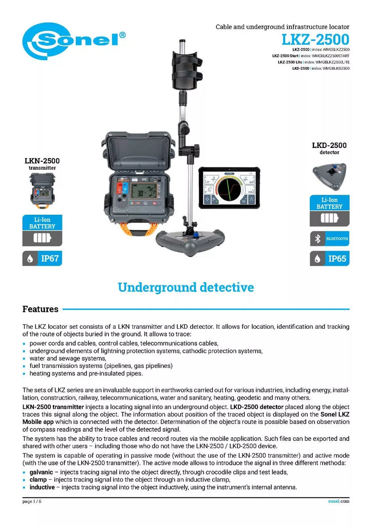 Sonel LKZ-2500 Cable and Underground Infrastructure Locator