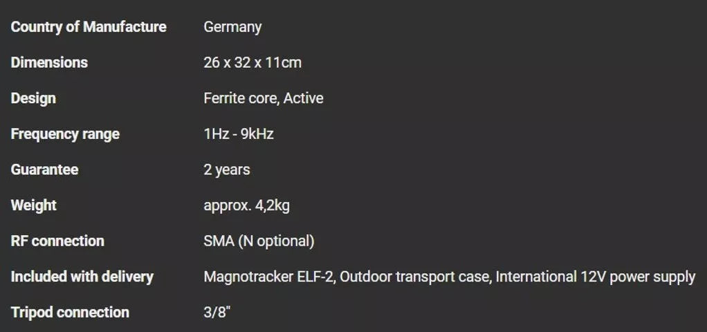 Aaronia MagnoTRACKER ELF-2 Active Magnetic Tracking Antenna (1Hz - 9kHz)