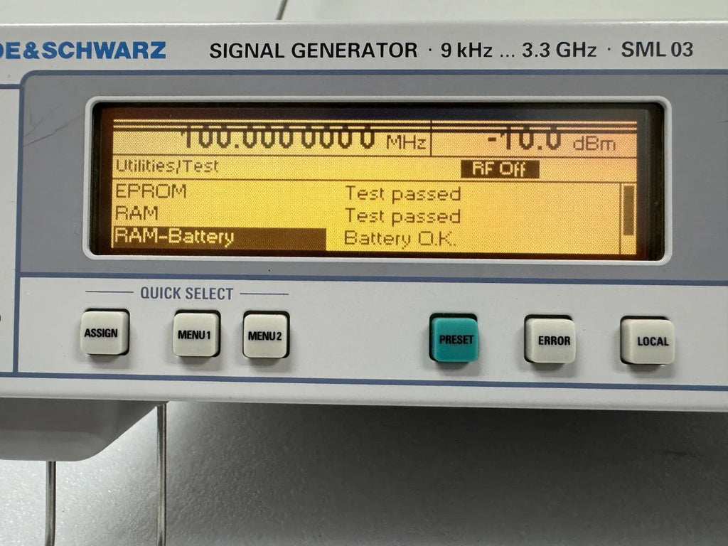 Rohde & Schwarz SML03 RF Signal Generator 9 kHz to 3 GHz - ZYYKZ Test Equipment