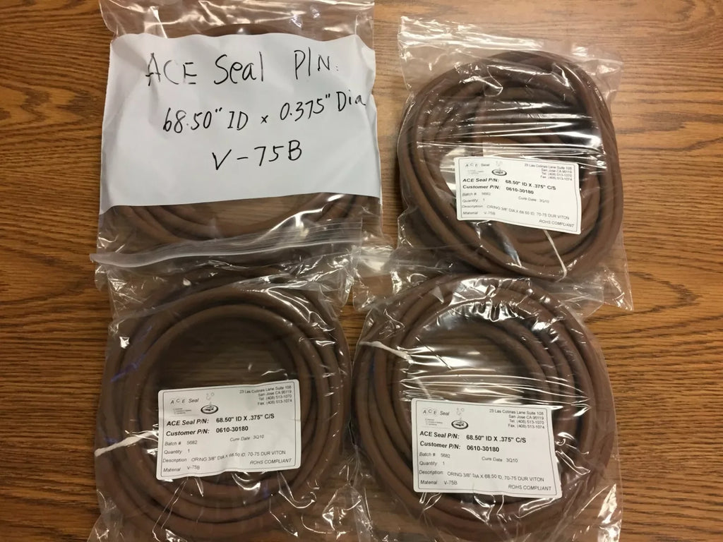 ACE Seal V-75B Brown Vulcanized O-Ring, 68.50 ID x 0.375 Dia - ZYYKZ Test Equipment
