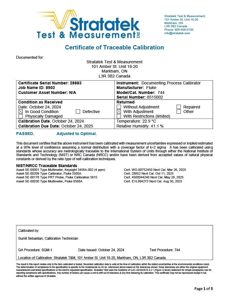 Fluke 744 Documenting Multifunction Process Calibrator with HART and NIST Calibration
