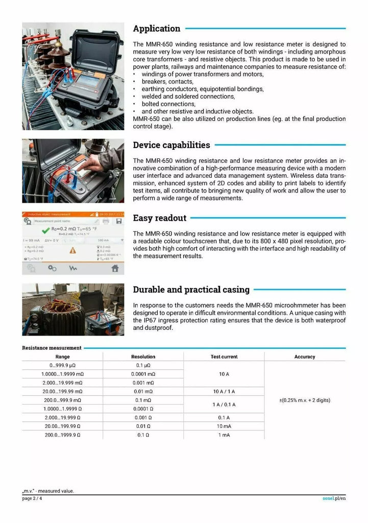 Sonel MMR-650 10A Winding Resistance Tester with DeMag MicroOhmmeter