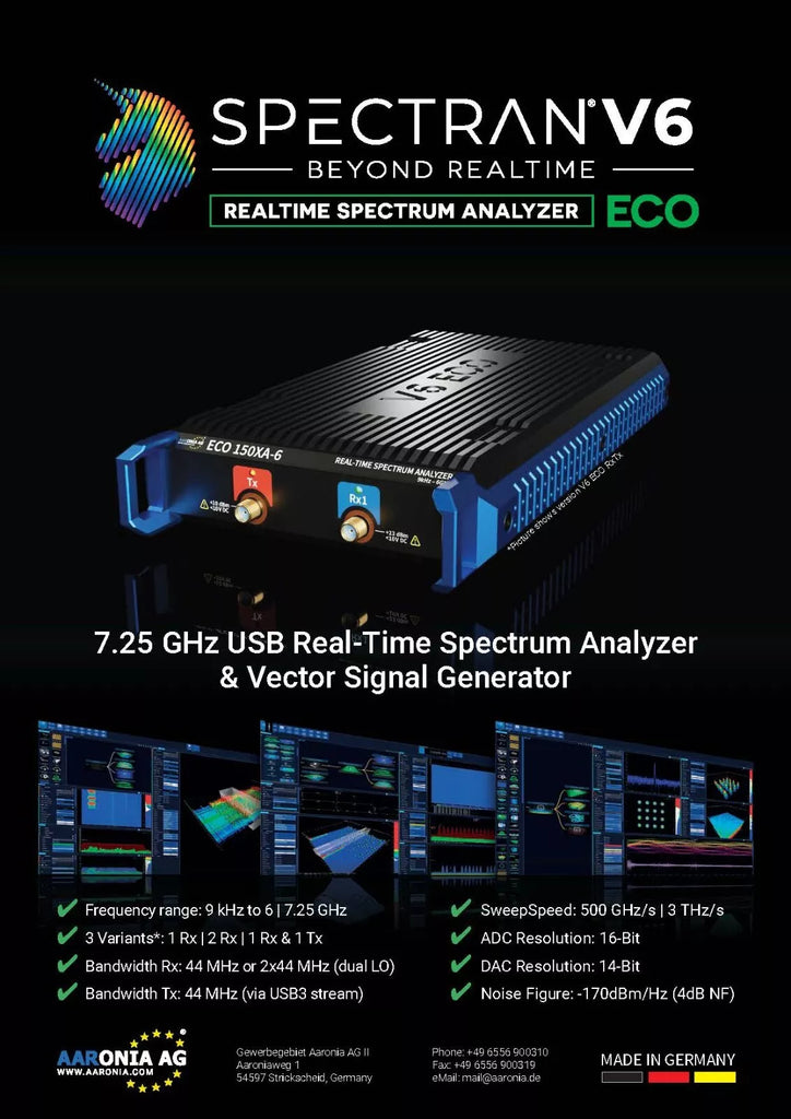 Aaronia SPECTRAN V6 ECO 100XA-6 Spectrum Analyzer - 9kHz to 6GHz