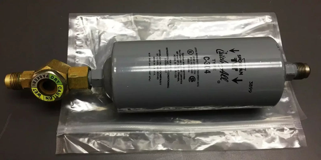 Sporlan C-304 Liquid Line Filter Drier with Parker R12-22-500-502 Refrigerant Inlet - ZYYKZ Test Equipment