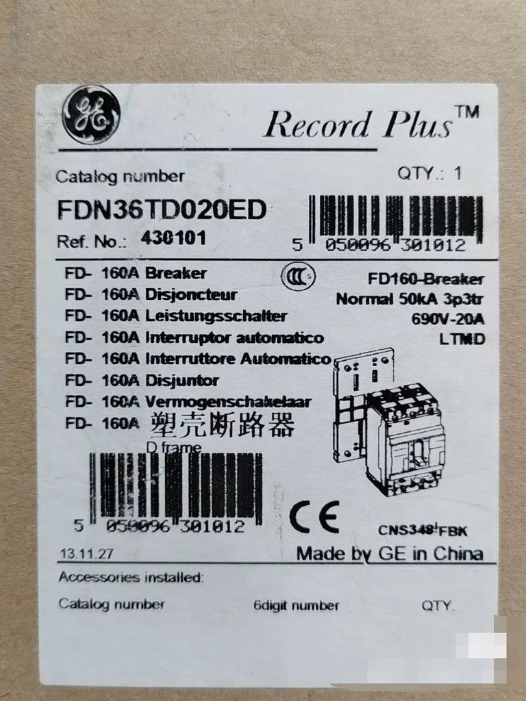 FDN36TD020ED Molded Case Circuit Breaker 20A - Reliable Electrical Protection - ZYYKZ Test Equipment