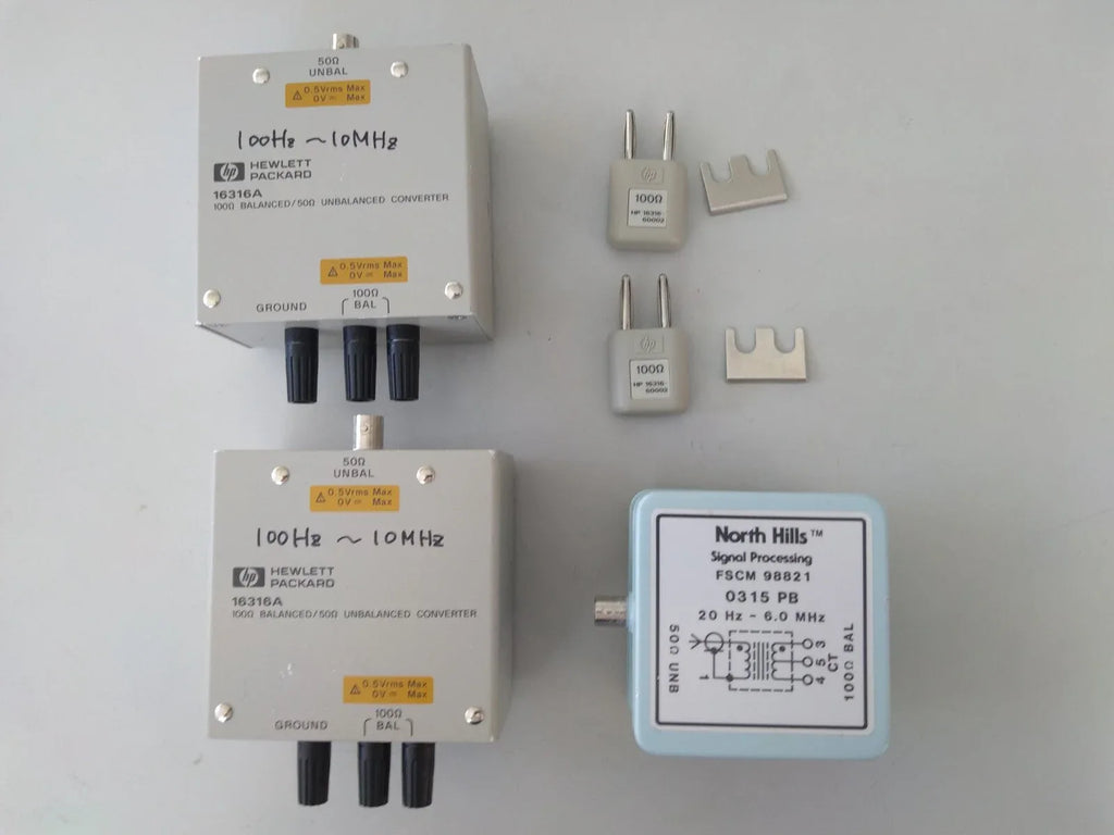HP Agilent 16316A 100Ω Balanced to 50Ω Unbalanced RF Converter with HP 16316-60002 Adapter - ZYYKZ Test Equipment