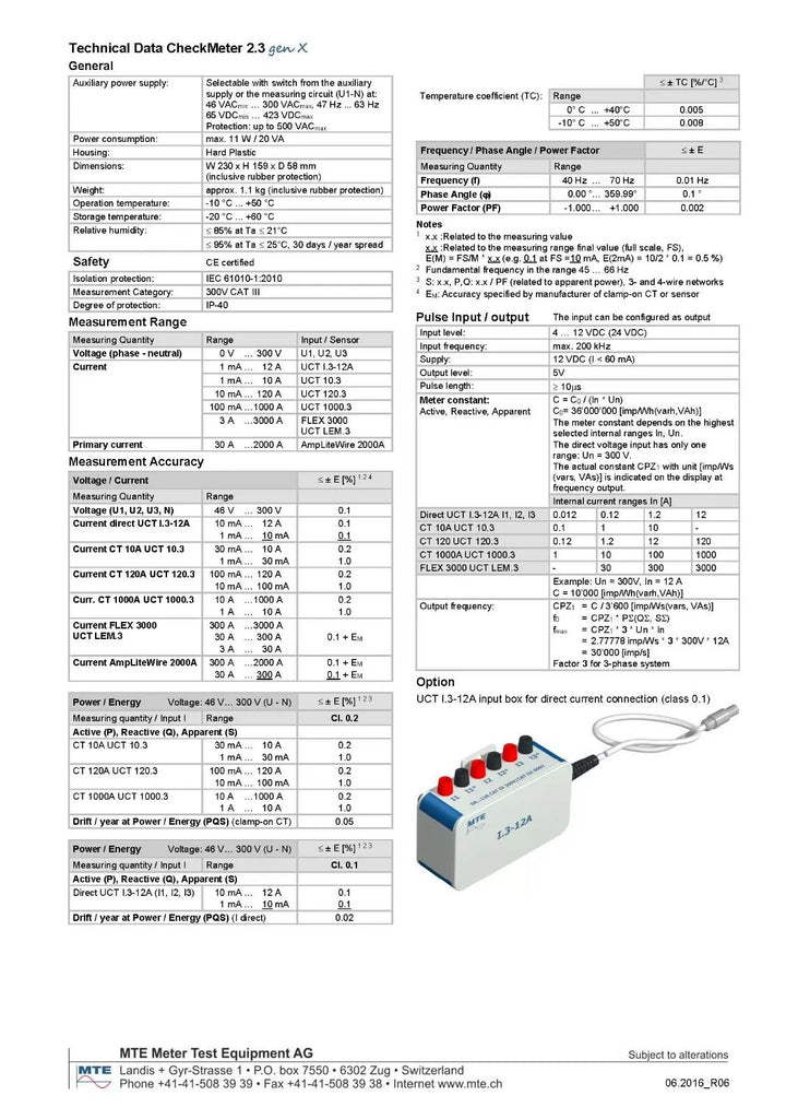 MTE CheckMeter 2.3 genX - Class 0.2 Portable 3-Phase Standard Meter
