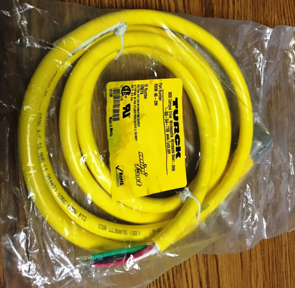 Turck RKM-46-2M U5078 Minifast Female Single-End Cordset with 2M Cable - ZYYKZ Test Equipment
