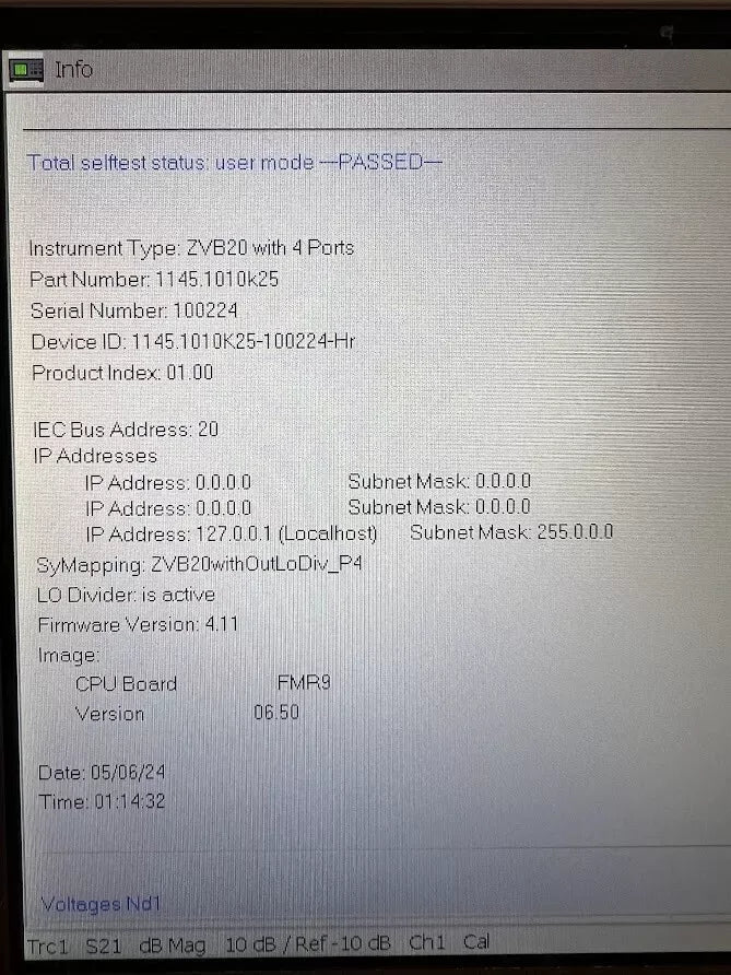 Rohde & Schwarz ZVB20 4-Port 20 GHz Vector Network Analyzer - ZYYKZ Test Equipment