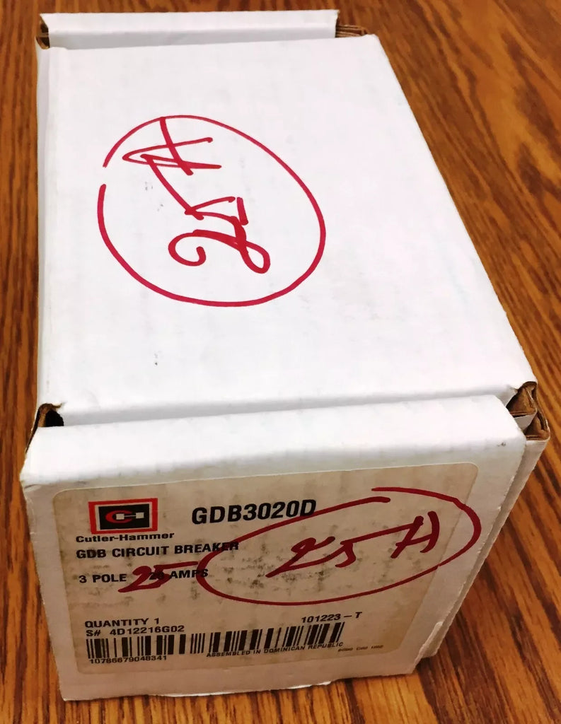 Cutler-Hammer GDB3020D 3-Pole Industrial Circuit Breaker 25A 480VAC 125/250VDC - ZYYKZ Test Equipment