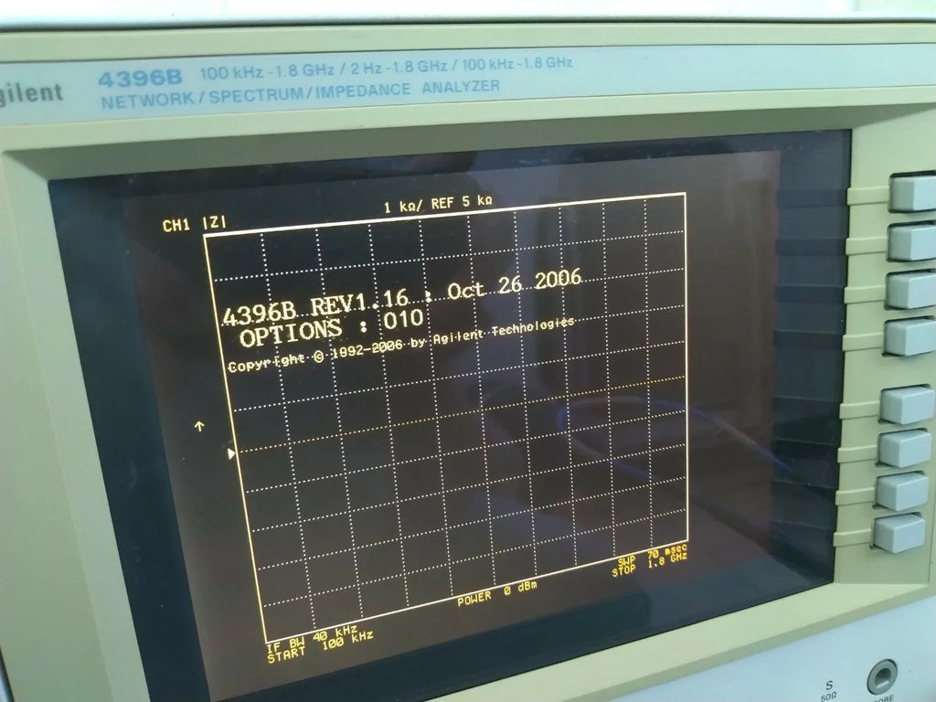 Agilent 4396B RF Network Spectrum & Impedance Analyzer - Option 010, 706, 800 - ZYYKZ Test Equipment