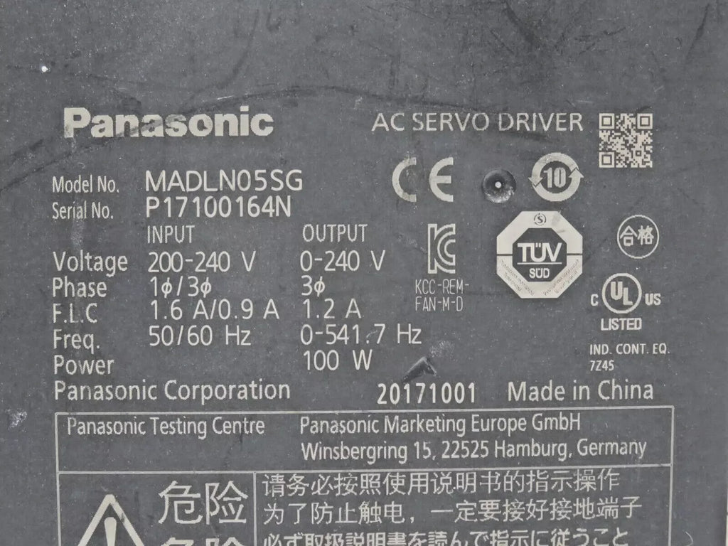 Panasonic MINAS MADLN05SG AC Servo Drive 100W 0-240V 1.2A - ZYYKZ Test Equipment