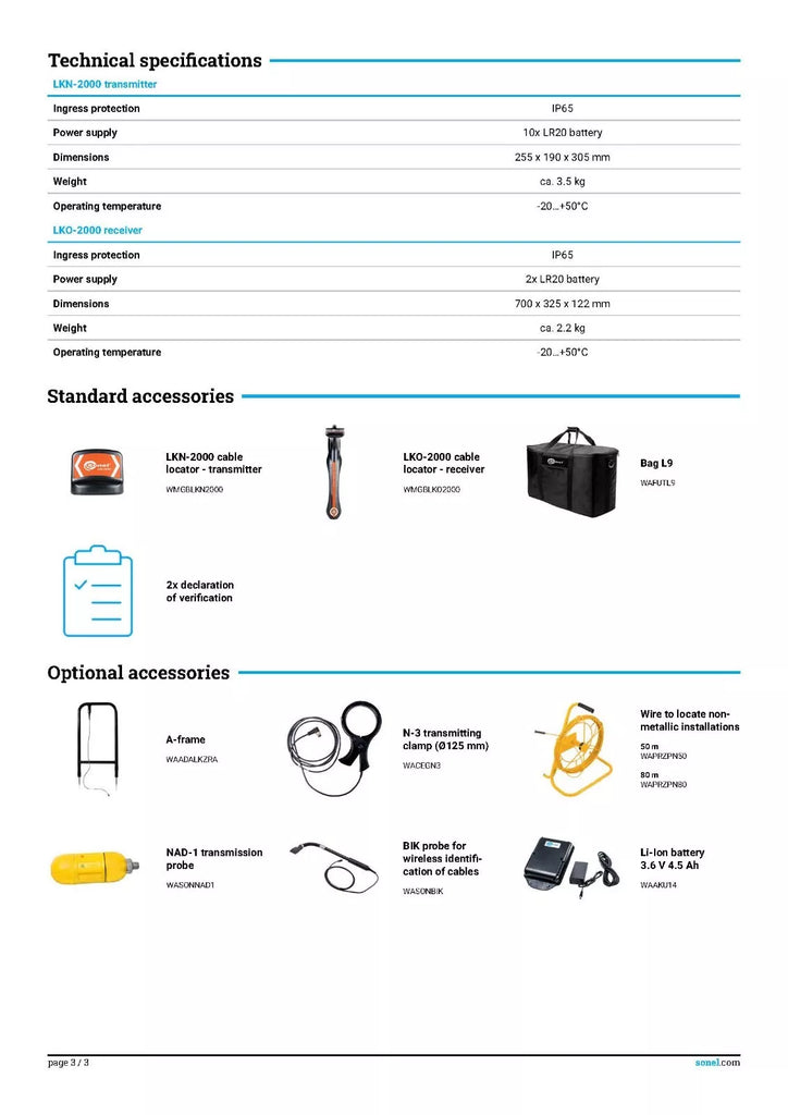 Sonel LKZ-2000 Wire and Cable Tracer Pipe Locator