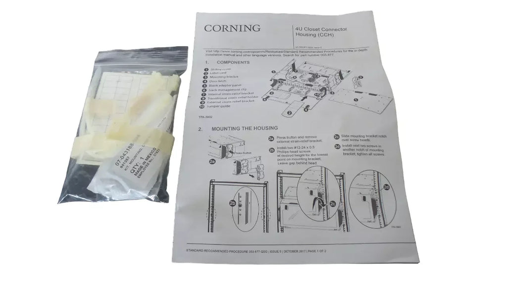 CORNING 4U Closet Connector Housing (CCH) - High-Density Fiber Management - ZYYKZ Test Equipment
