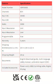UNI-T UDP3305S 4-Channel Programmable Linear DC Power Supply - 30V/5A, 328W