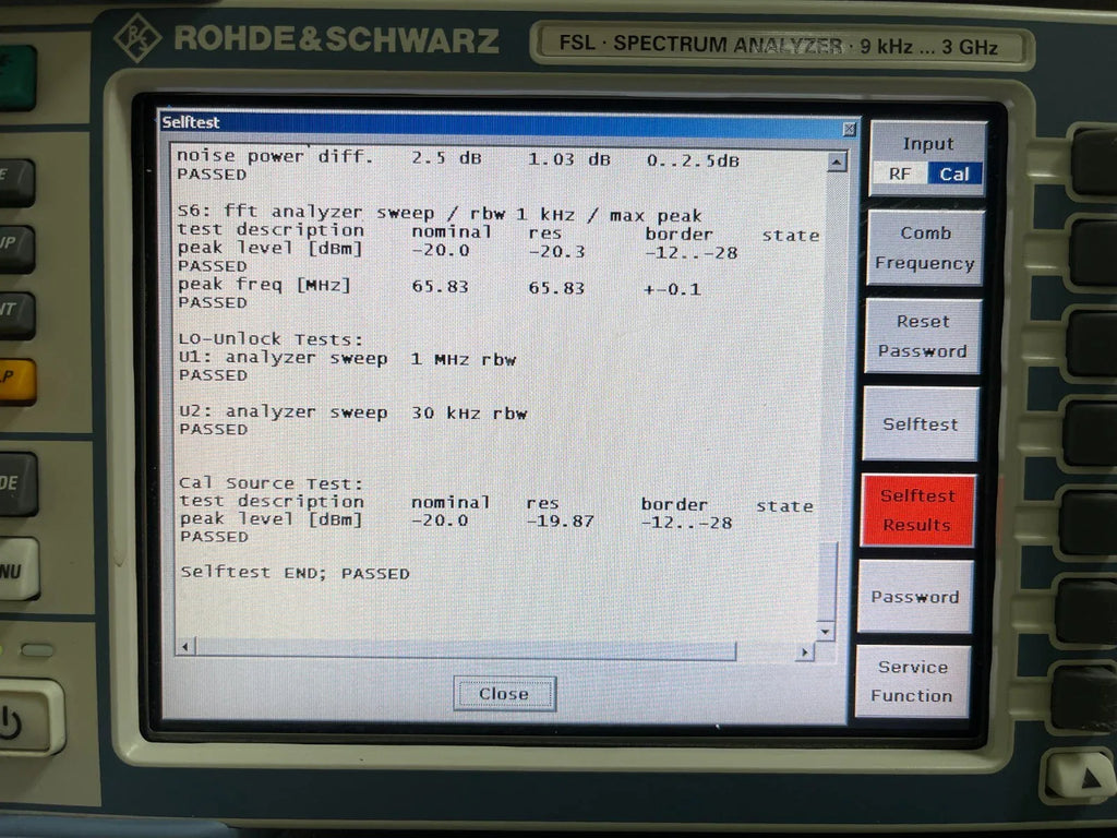 Rohde & Schwarz FSL3 Spectrum Analyzer 9 kHz to 3 GHz - ZYYKZ Test Equipment