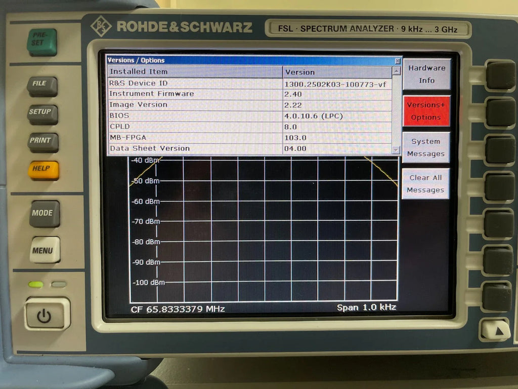 Rohde & Schwarz FSL3 Portable Spectrum Analyzer 9 kHz - 3 GHz - ZYYKZ Test Equipment