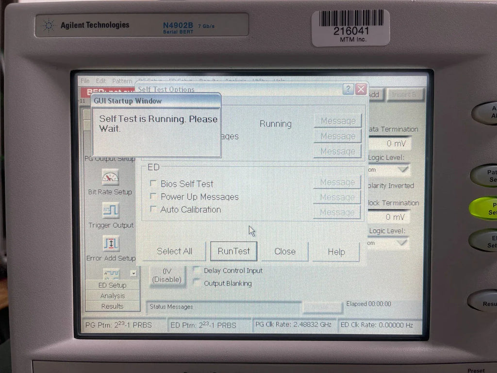 Agilent N4902B Serial Bit Error Rate Tester (BERT) - 7 Gb/s with Self-Test and Option 100 - ZYYKZ Test Equipment