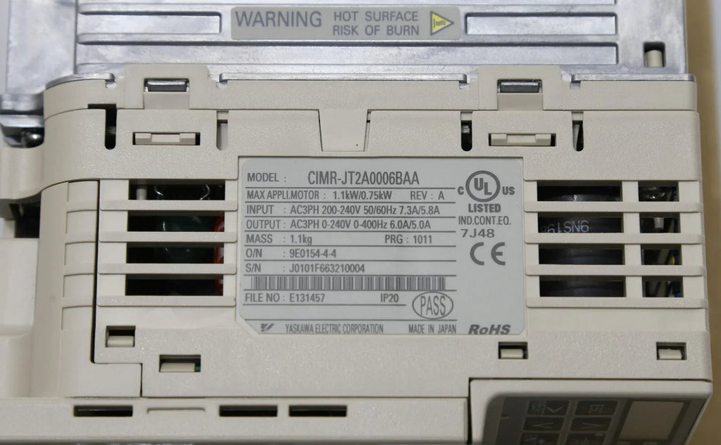 Yaskawa J1000 Variable Frequency Drive CIMR-JT2A0006B AA - 0.75 kW - ZYYKZ Test Equipment