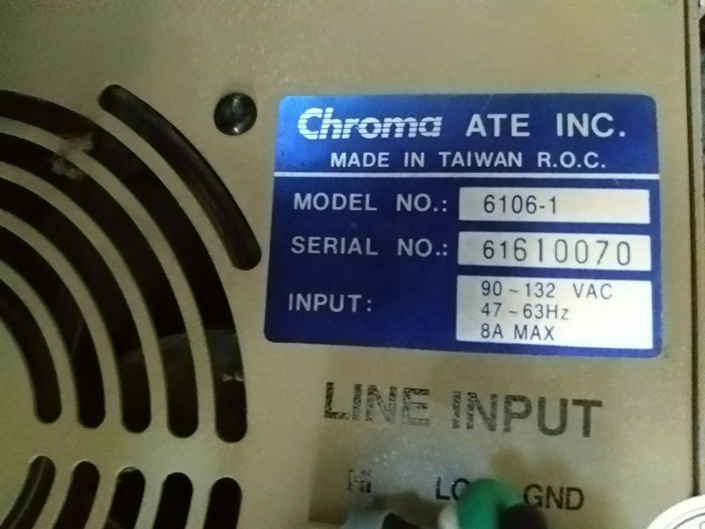 Chroma 6106 Programmable AC Source 0-300V, 15Hz-1kHz, 500VA Output - ZYYKZ Test Equipment