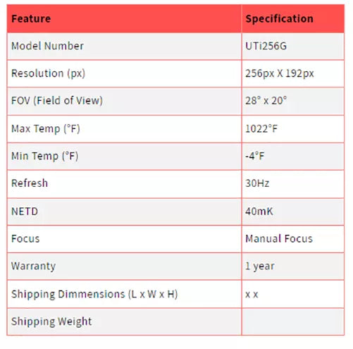 UNI-T UTi256G Pro G-Series Thermal Imager - 256x192 Resolution