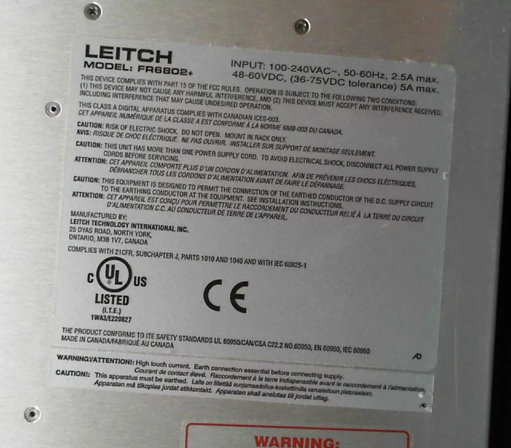Leitch FR6802+ LHT10406810078 Harris 6800+ QXF Video Router