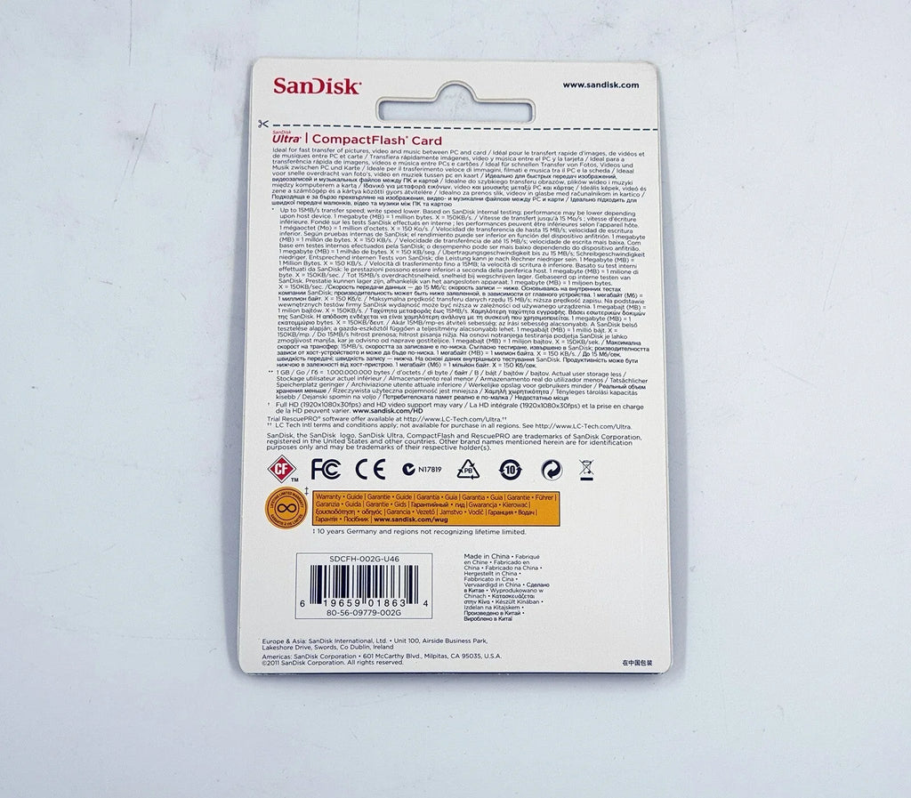SanDisk Ultra 2GB CompactFlash Memory Card - High-Speed Storage - ZYYKZ Test Equipment