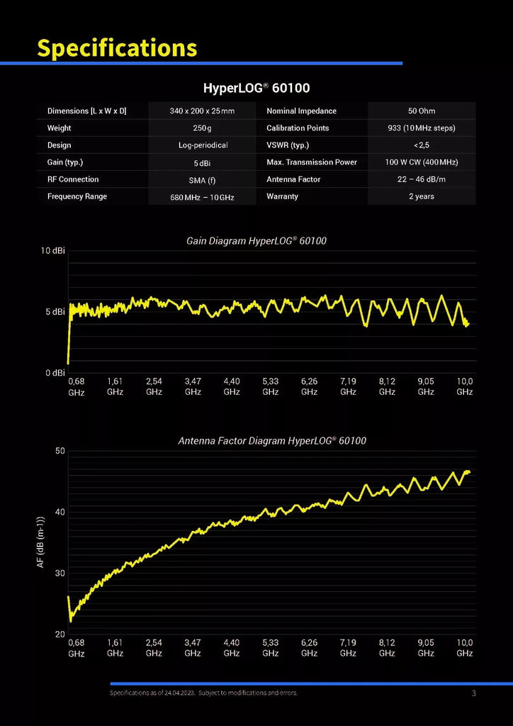 Aaronia HyperLOG 6080 Directional Logarithmic Antenna 680MHz-35GHz