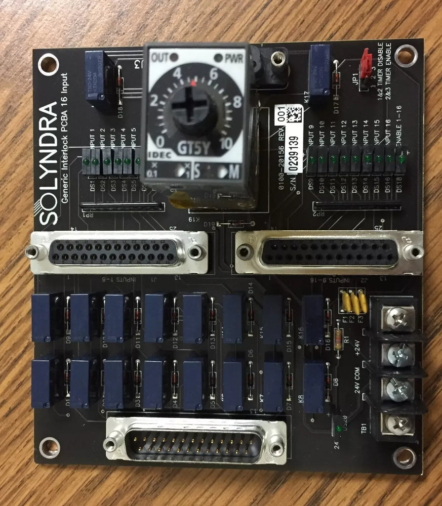 Solyndra 0100-20156 Rev 1 Generic Interlock PCBA with 16 Inputs - ZYYKZ Test Equipment