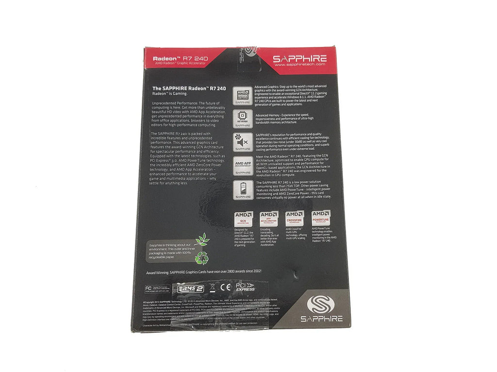 SAPPHIRE Radeon R7 240 2GB GDDR5 PCIe Graphics Card - ZYYKZ Test Equipment