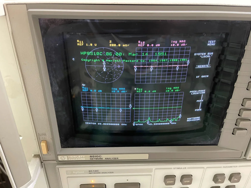HP Agilent 8510C Vector Network Analyzer System 45 MHz - 50 GHz with HP83650B Signal Generator (CRT) - ZYYKZ Test Equipment