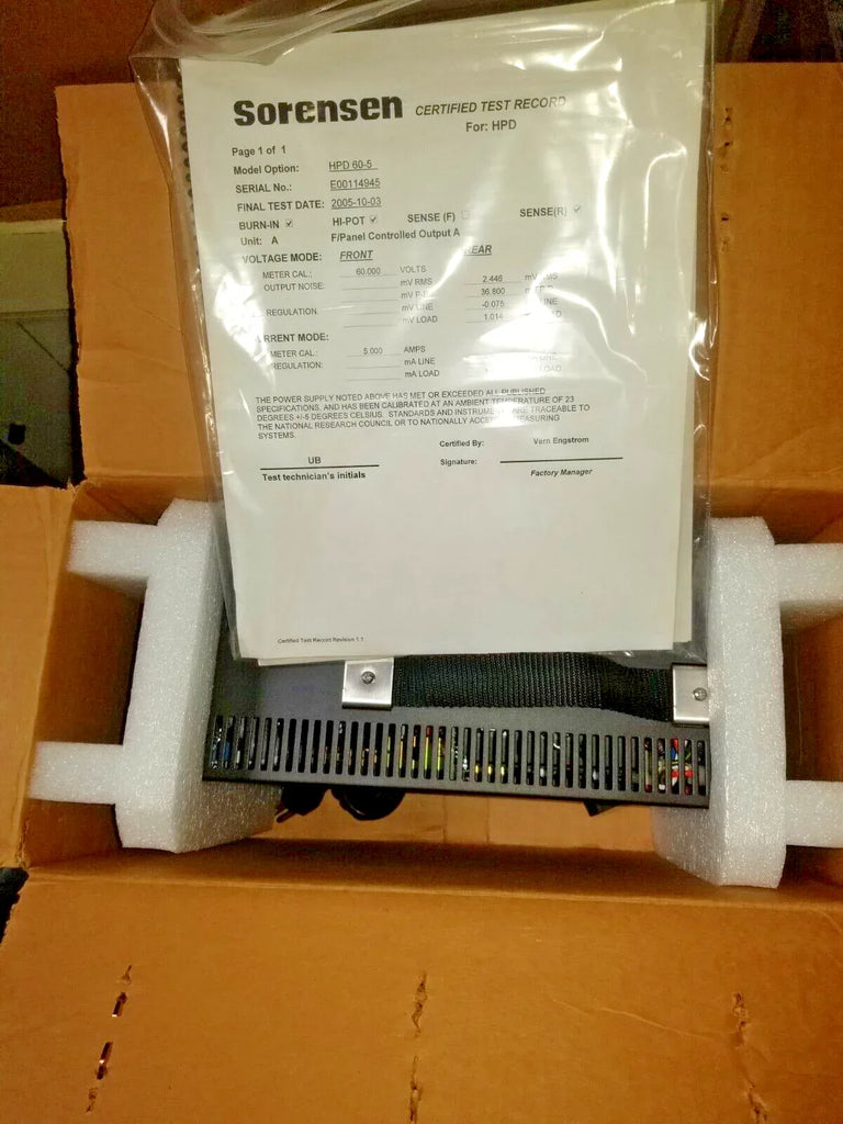 Sorensen Adjustable Lab Power Supply 0-60V 0-5A DC Output - ZYYKZ Test Equipment