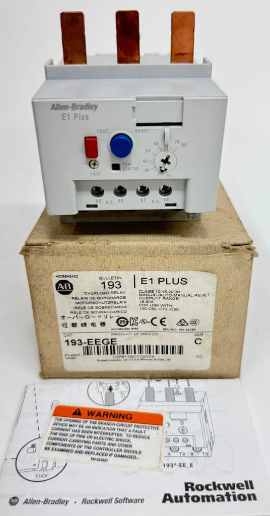 Allen-Bradley 193-EEGE E1 Plus Overload Relay 18-90A 3P 600V Trip Class 10-30 - ZYYKZ Test Equipment