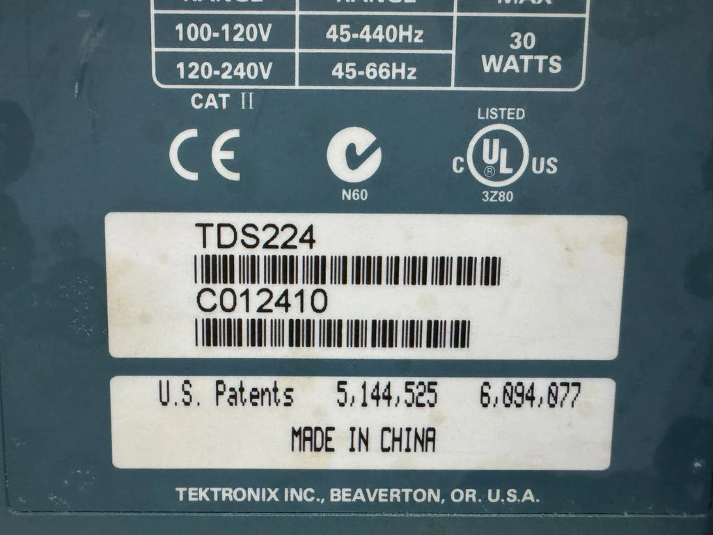 Tektronix TDS224 100MHz 4-Channel Digital Oscilloscope - ZYYKZ Test Equipment